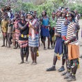 Boys and girls at the traditional evangaty ceremony. Turmi, Ethiopia.