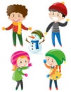 Boys and girls in winter clothes Royalty Free Stock Photo