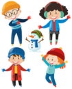 Boys and girls in winter clothes Royalty Free Stock Photo