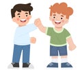 Boys giving each other high fives illustration