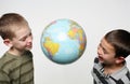 Boys globe Royalty Free Stock Photo