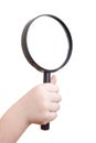 Boys hand magnifying glass