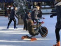 Boys having ice fun on ice