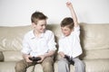 Boys having lots of fun with video games Royalty Free Stock Photo