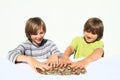 Boys holding money