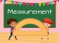 Boys holding protractor in classroom background Royalty Free Stock Photo