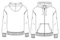 Boys Hooded zip front Fleece Top fashion flat sketch template. Technical Fashion Illustration.