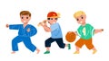 Boys Kids Playing And Training Sport Game Vector Royalty Free Stock Photo