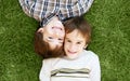 Boys Laying in the Grass Royalty Free Stock Photo