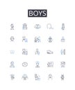 Boys line icons collection. Employees, Executive, Management, Staff, Human resources, Recruitment, Workforce vector and