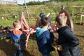 Boys load ancient cannon