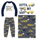 boys long t shirt long pant truck print vector art