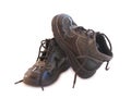 Boys old boots with lace undone Royalty Free Stock Photo