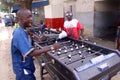 Boys Play Foosball in Dakar