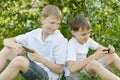 Boys play a game Royalty Free Stock Photo