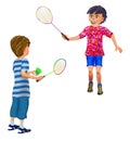 2 boys playing badminton Royalty Free Stock Photo