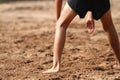 A boys playing beach volleyball Royalty Free Stock Photo