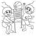 Boys Playing Beach Volleyball Summer Coloring Royalty Free Stock Photo