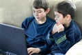 Boys Playing on Computer Royalty Free Stock Photo