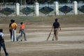 Boys playing criket in the town of Umaria. Royalty Free Stock Photo