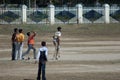 Boys playing criket in the town of Umaria. Royalty Free Stock Photo