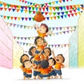 Boys at playing Dahi Handi in Janmashtami Royalty Free Stock Photo