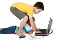 Boys Playing with Laptop Royalty Free Stock Photo