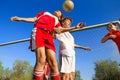 Boys playing soccer Royalty Free Stock Photo