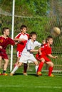 Boys playing soccer Royalty Free Stock Photo