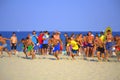 Boys racing on the beach