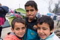 Boys in refugees camp in Greece