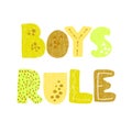 Boys Rule - fun hand drawn nursery poster with lettering
