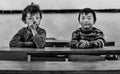 Boys sitting inside classroom in a village, Sapa, Vietnam