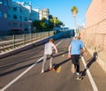 Boys Skateboarding On Los Angeles Metro Bike Path