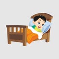 Boys sleeping on bed vector illustration