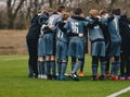 Boys Soccer Team Doing Motivational Pre Game Chant Royalty Free Stock Photo