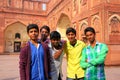 Boys standing in the courtyard of Jahangiri Mahal in Agra Fort,