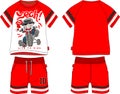 Boys t-shirt reglan shorts suit set live ride red Royalty Free Stock Photo