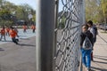 Boys watch the children play football