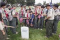 Boyscouts placing 85, 000 US Flags at Annual Memorial Day Event, Los Angeles National Cemetery, California, USA Royalty Free Stock Photo