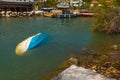 BOZBURUN, TURKEY: View of a sunken boat in the sea in the village of Bozburun