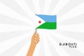 Vector cartoon illustration of human hands hold DjÃÂ±bouti flag Royalty Free Stock Photo