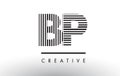 BP B P Black and White Lines Letter Logo Design.