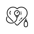 Black line icon for Bp, medical and checkup