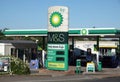 BP petrol station with Marks and Spencer shop and Wild Bean Cafe in Billericay, Essex, UK