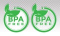 BPA-free bisphenol A stickers and phthalate free flat badge icons for non-toxic plastic labels Royalty Free Stock Photo