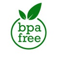 Bpa free label with leaves-no phthalates and no bisphenol A Royalty Free Stock Photo