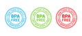 BPA free label. Non bisphenol badge, stamp. Eco packaging sticker. Vector illustration Royalty Free Stock Photo