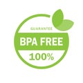 BPA FREE Logo. No Bisphenol A 100%. Flat vector icon for non-toxic plastic. Logo and badge for drinking water bottle, packaging. Royalty Free Stock Photo