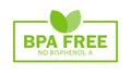 BPA FREE Logo. No Bisphenol A 100%. Flat vector icon for non-toxic plastic. Logo and badge square for drinking water bottle. Royalty Free Stock Photo